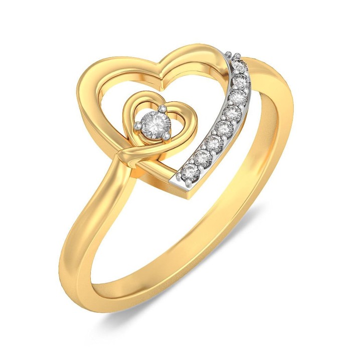 Love of Lovers 0.1 Carat Diamond Ring in 10 Kt Yellow Gold Anniversary Ring